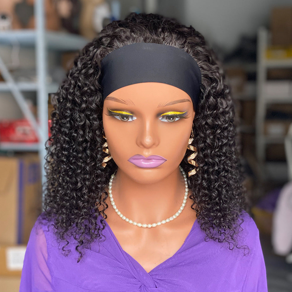 200 Curly Headband wig Human Hair Wigs