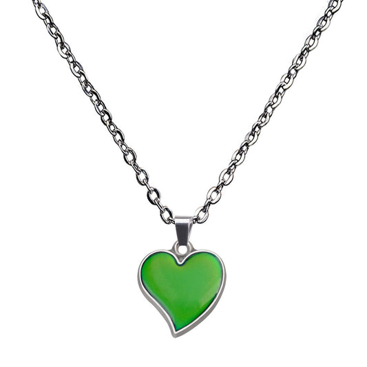 Korean Style Fashionable Warm Mood Colour Changing Love Heart Necklace