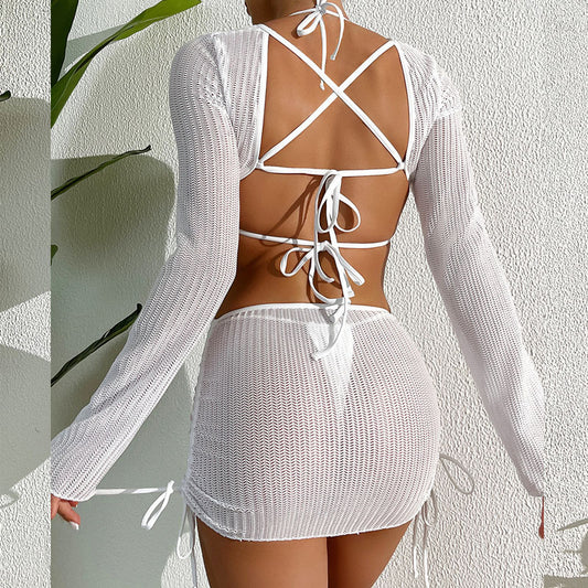 Sun-protective Beach Swimwear Bikini Three-piece Set