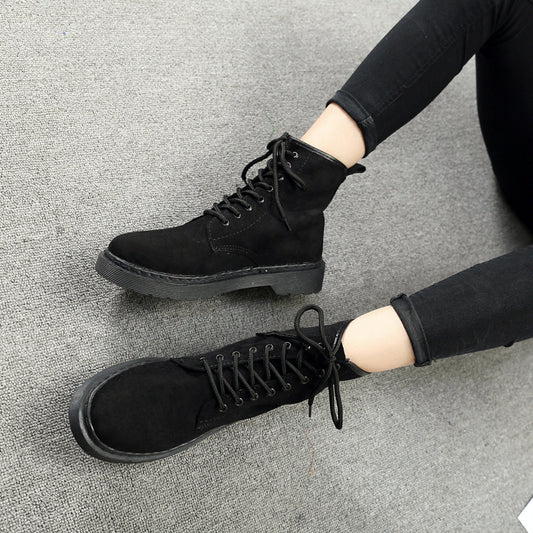 Women's New Skinny Boots Harajuku British Style Suede Student Casual Short Boots
