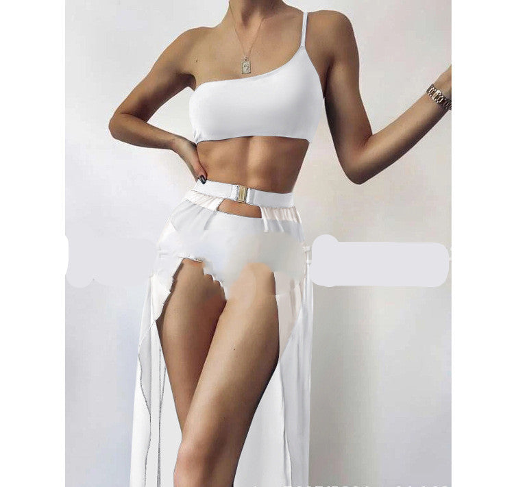 European And American New Three-piece Solid Colour Swimsuit Bikini