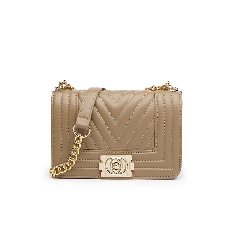 Car Stitching Chain Bag Female New Female Bag Fashion Striped Small Square Bag Wild Simple Single Shoulder Messenger Bag