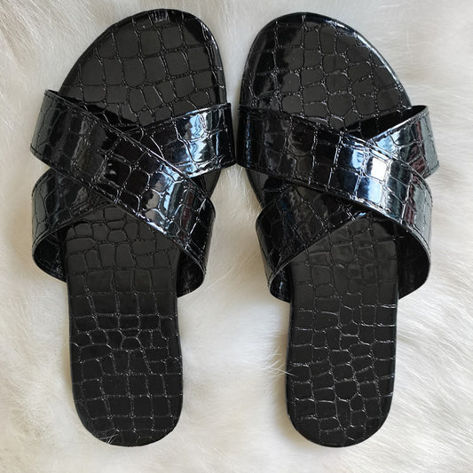 Large Size Round Head Crossed Flip Flops