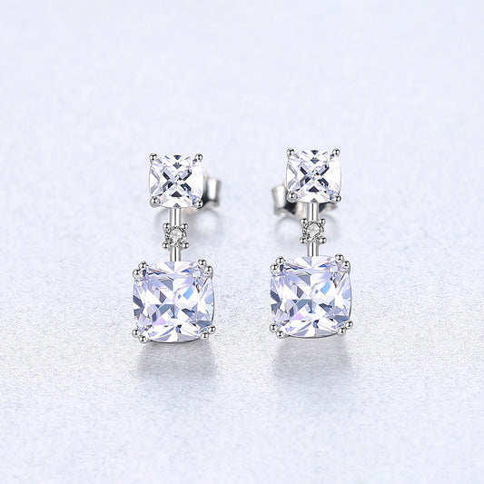 White Gemstone Earrings Foreign Trade Hot Selling Sterling Silver Jewelry