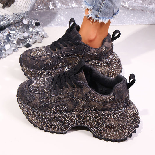 Womens Stylish Versatile Height-increasing Thick-soled Casual Sneakers