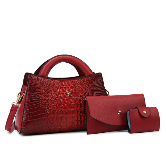 Women's Crossbody Leather Crocodile Pattern Shoulder Handbag