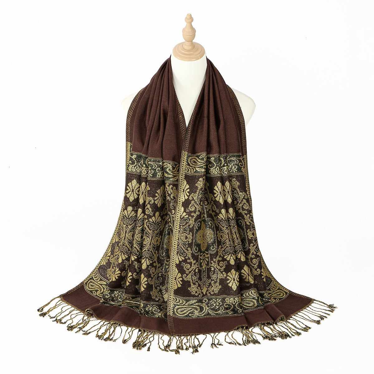 Bohemian-style Cashew-print women Long Scarf With Tassels