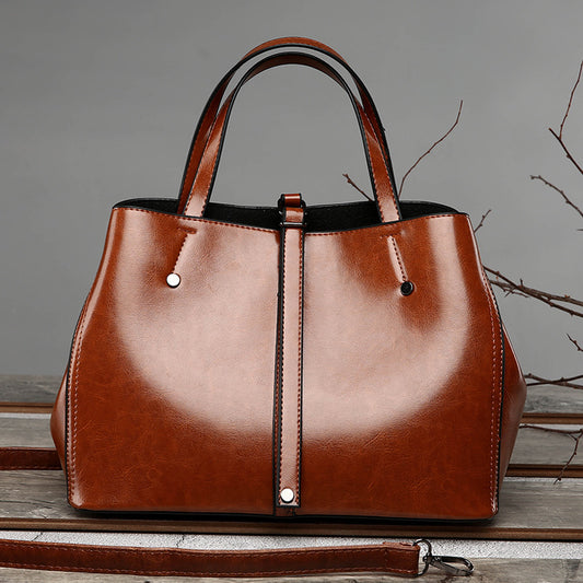 Luxury Retro Women's Hand-carrying Solid Colour Simple