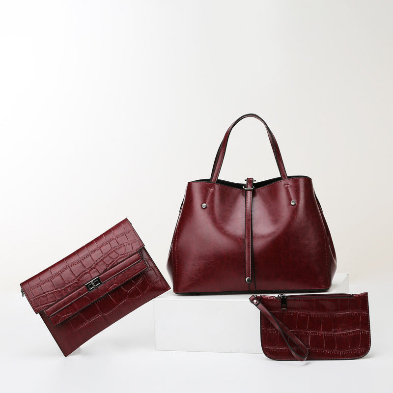 Luxury Retro Women's Hand-carrying Solid Colour Simple