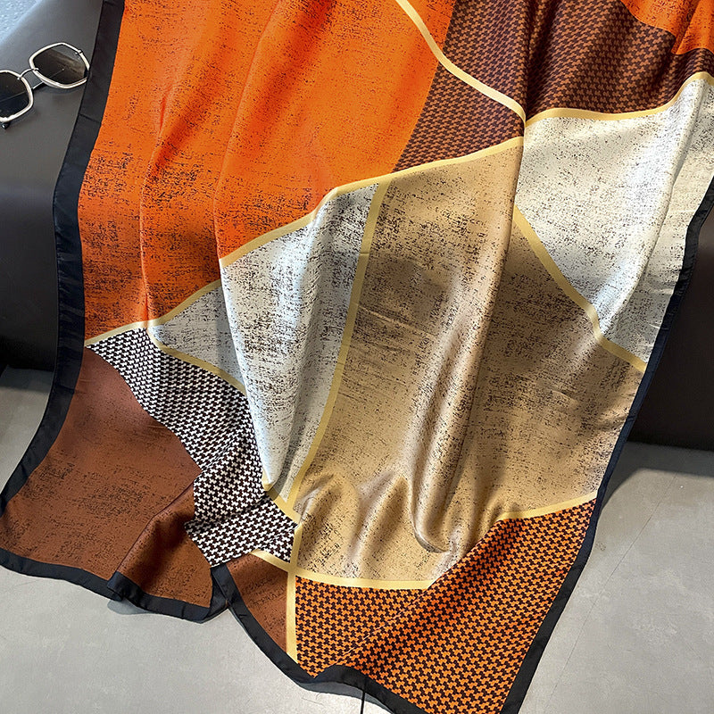 Houndstooth Colour Matching New Silk Satin Scarf