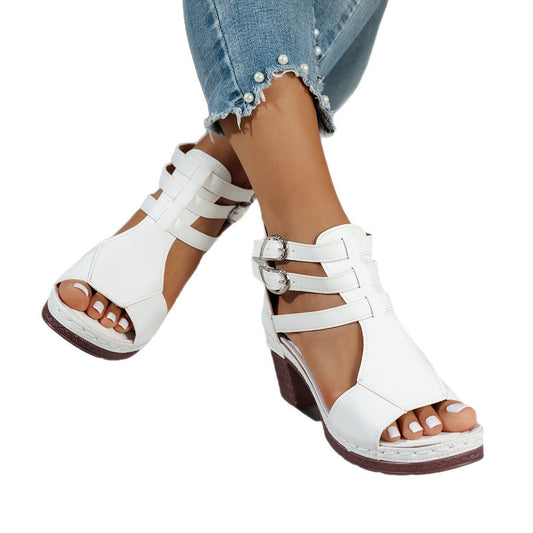 Womens Stylish Casual Peep-toe Wedge High-heeled Sandals
