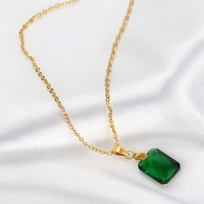 Retro Personality Fashion Rectangular Pendant Geometric Simple Necklace