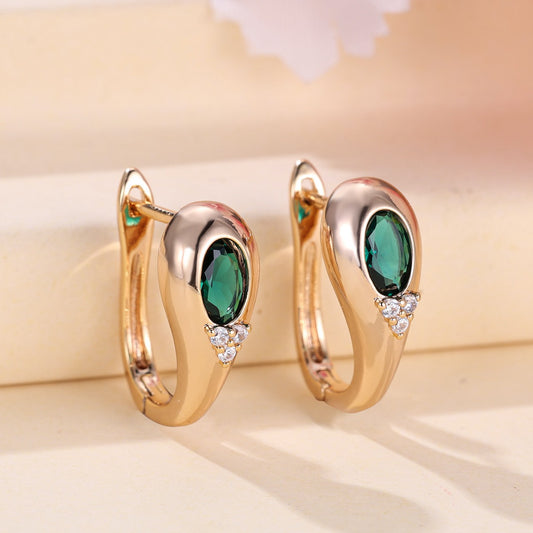Emerald-cut Diamond With White Diamond Ear Clips