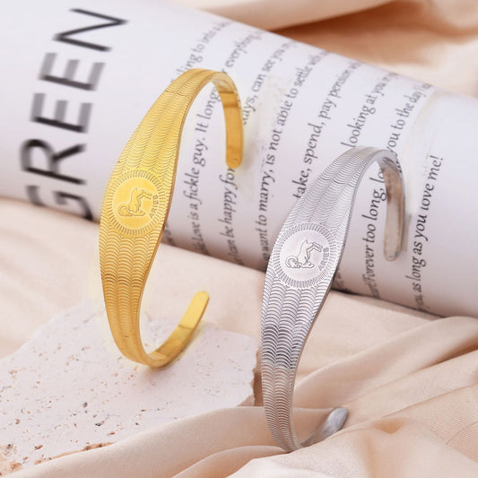 Patterned Hollow Titanium Steel Bracelet For A Noble Look