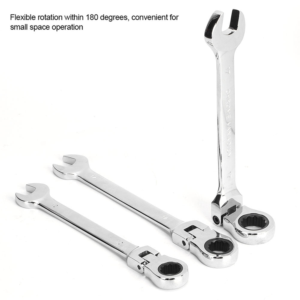 6Pcs Flexible Head Multi Functional Ratchet Conination Spanner Wrench 8-17mm Repair Tools Set