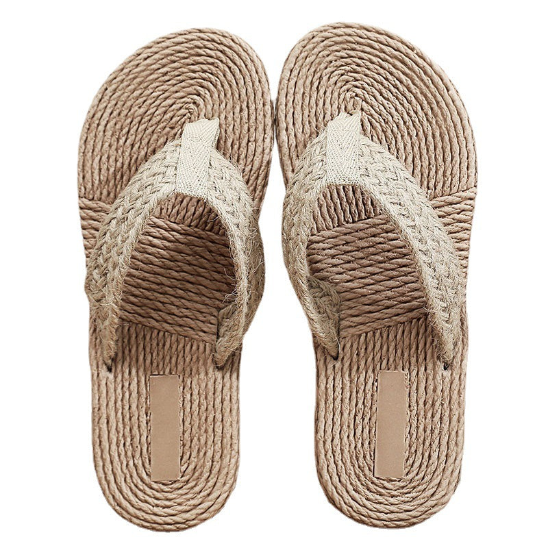 Women's Faux Straw Flip-flops Beach Casual Sandals