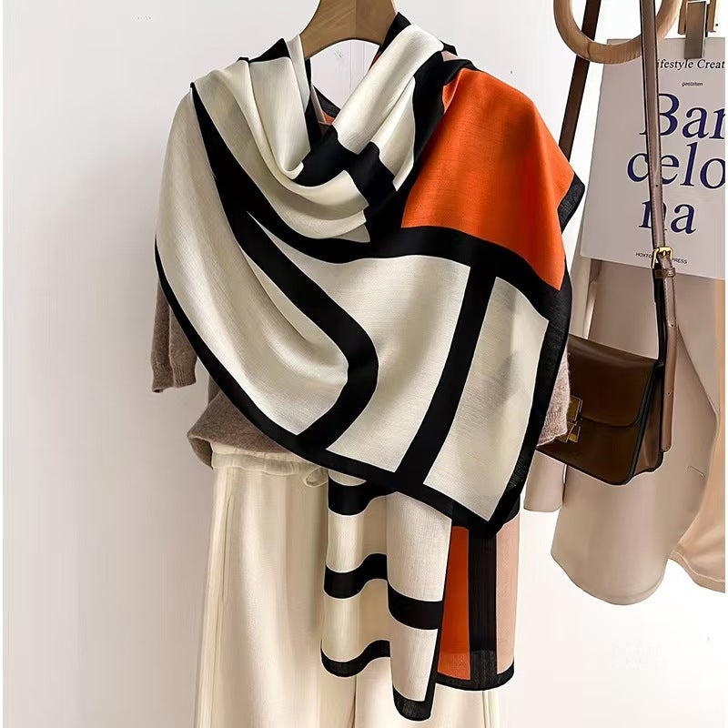 Colour Matching Fashion Scarf Scarf Thin Warm Scarf Talma