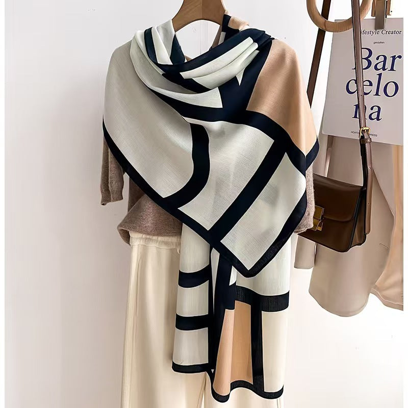 Colour Matching Fashion Scarf Scarf Thin Warm Scarf Talma