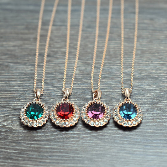 Oval Colour Short Clavicle Necklace For Women