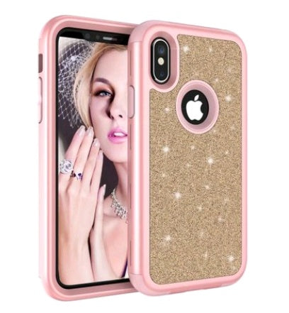 Compatible with Apple, iPhoneX shatter-resistant shell PC+ silicone three-in-one all-inclusive iPhoneX glitter powder cover