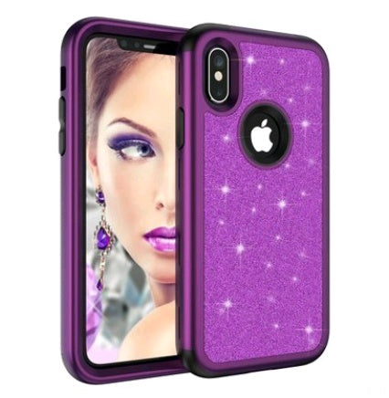 Compatible with Apple, iPhoneX shatter-resistant shell PC+ silicone three-in-one all-inclusive iPhoneX glitter powder cover
