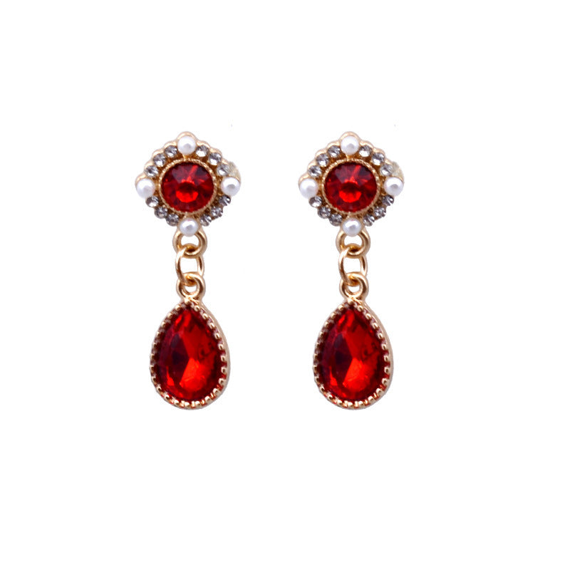 Red Gemstone And Diamond Pendant