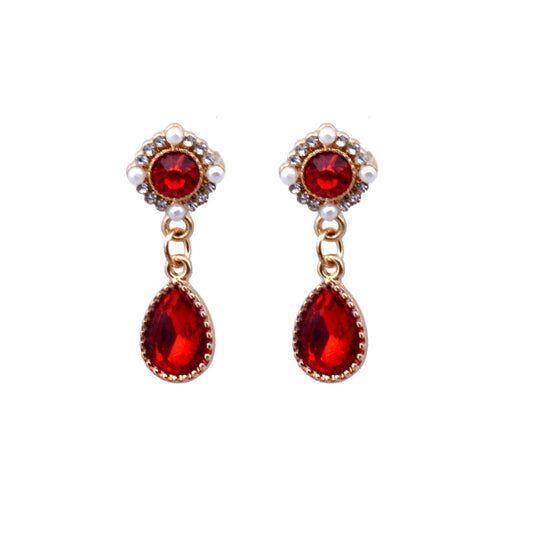 Red Gemstone And Diamond Pendant