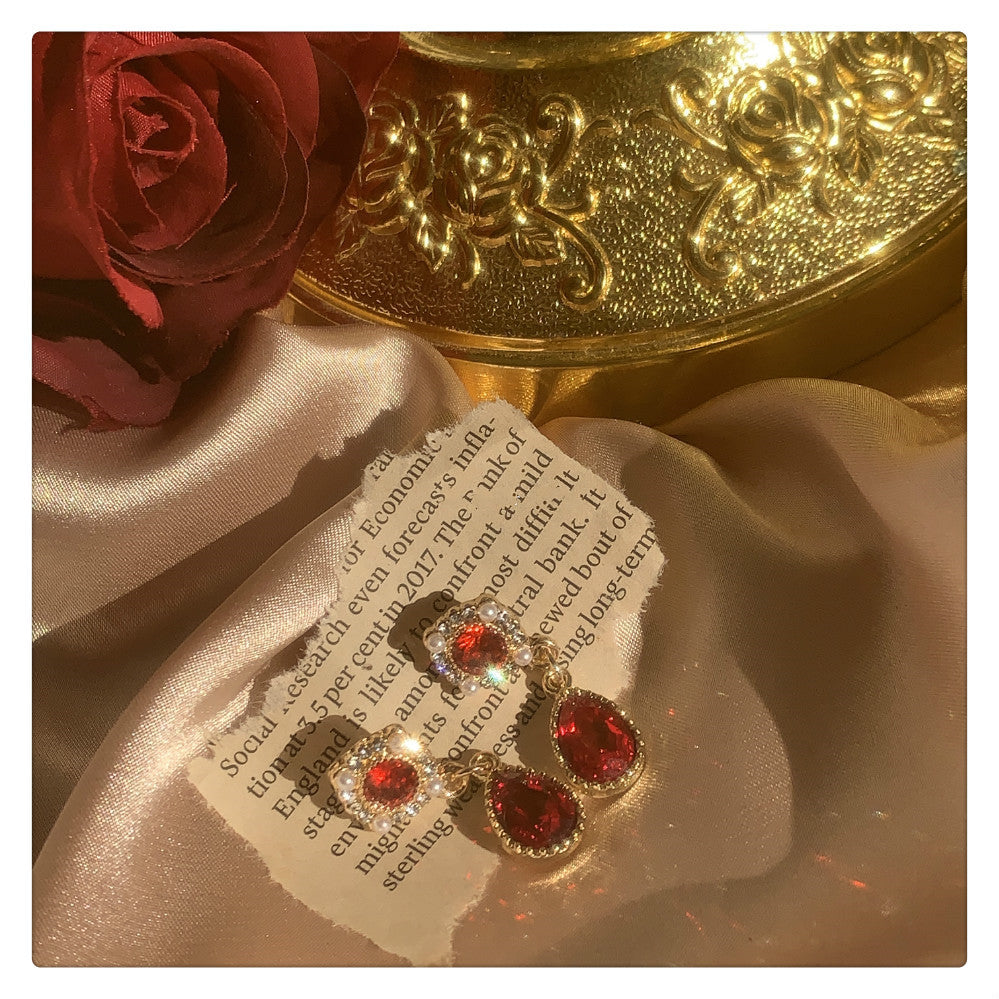 Red Gemstone And Diamond Pendant