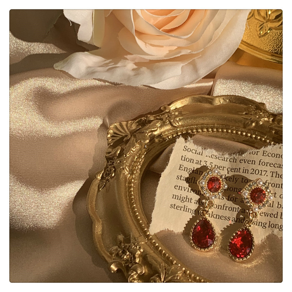 Red Gemstone And Diamond Pendant
