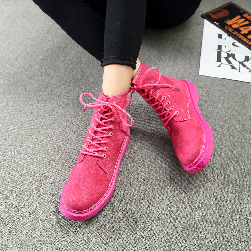 Women's New Skinny Boots Harajuku British Style Suede Student Casual Short Boots