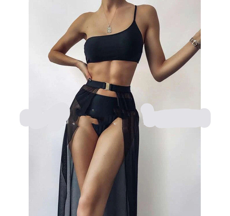 European And American New Three-piece Solid Colour Swimsuit Bikini