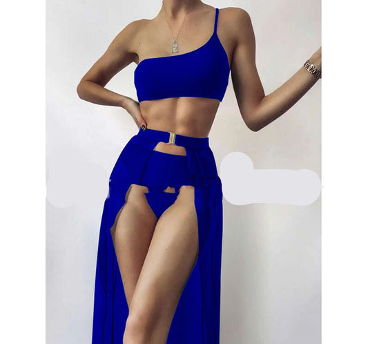 European And American New Three-piece Solid Colour Swimsuit Bikini