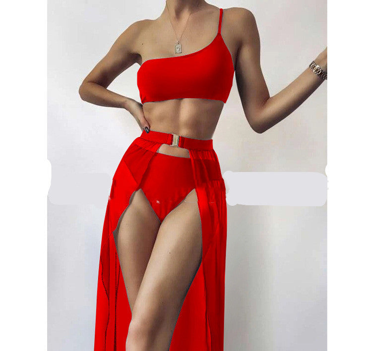 European And American New Three-piece Solid Colour Swimsuit Bikini