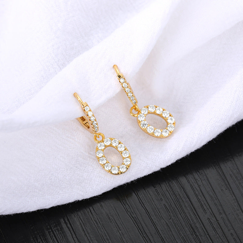 Capital English Alphabet Earrings Single  Earrings With Copper Zircon Inlaid