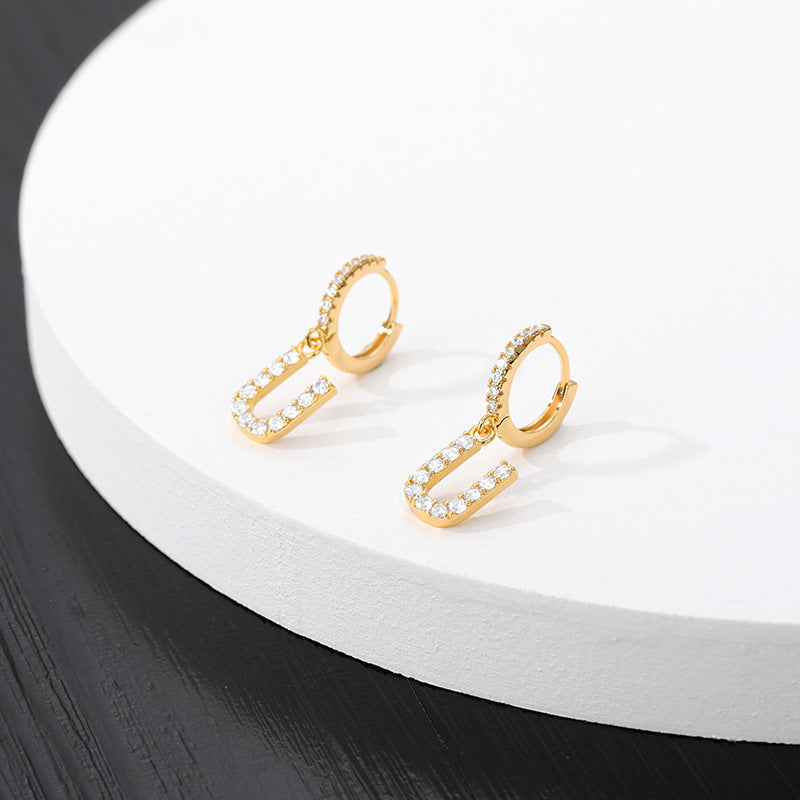 Capital English Alphabet Earrings Single  Earrings With Copper Zircon Inlaid