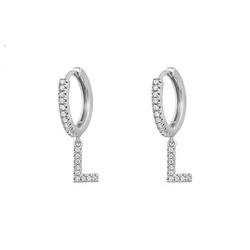 Capital English Alphabet Earrings Single  Earrings With Copper Zircon Inlaid