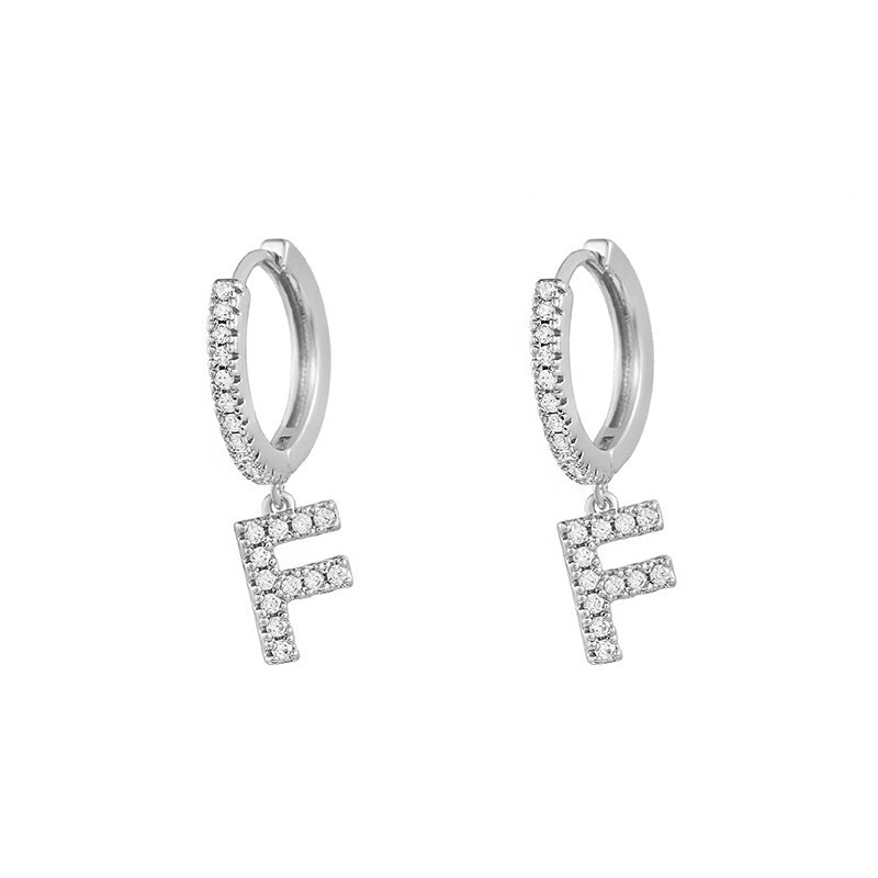 Capital English Alphabet Earrings Single  Earrings With Copper Zircon Inlaid