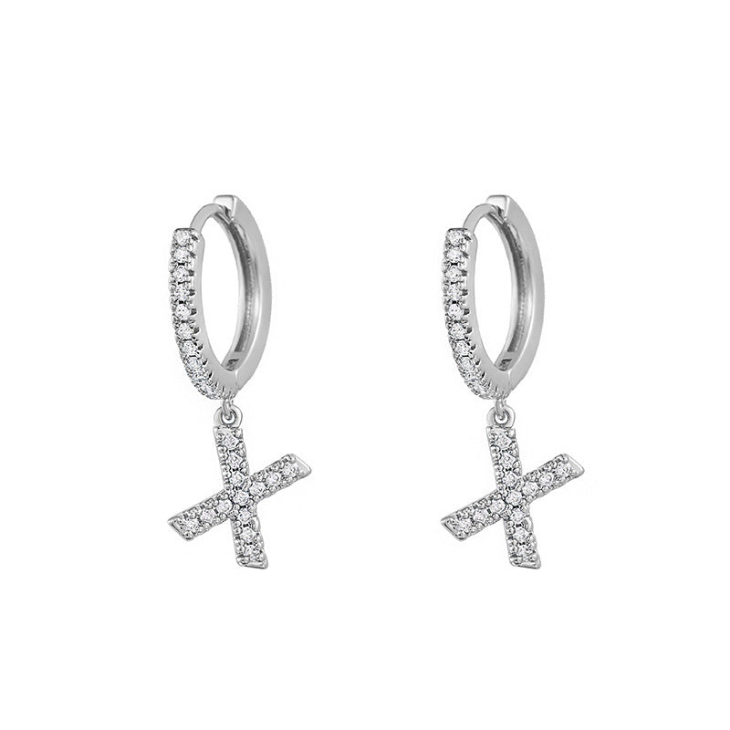 Capital English Alphabet Earrings Single  Earrings With Copper Zircon Inlaid