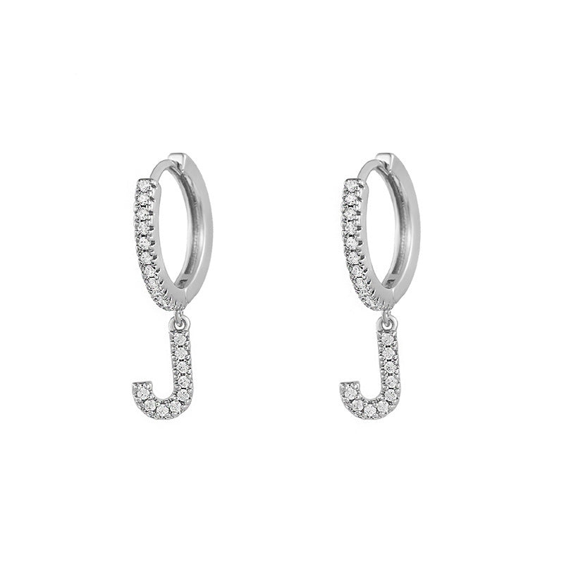 Capital English Alphabet Earrings Single  Earrings With Copper Zircon Inlaid