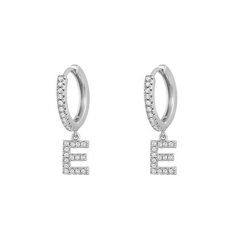 Capital English Alphabet Earrings Single  Earrings With Copper Zircon Inlaid
