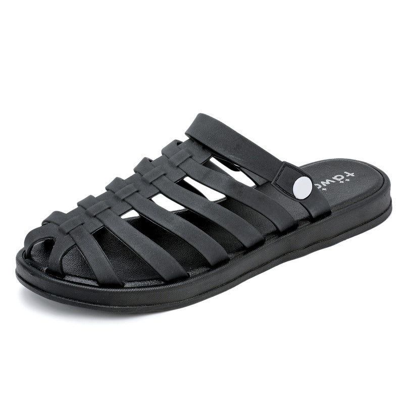 Women's Jelly Plastic Flat Heel Non-Slip Two-Wear Sandals And Slippers