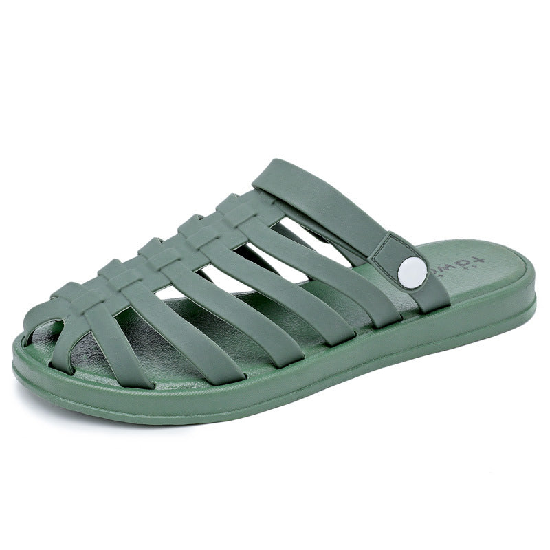 Women's Jelly Plastic Flat Heel Non-Slip Two-Wear Sandals And Slippers
