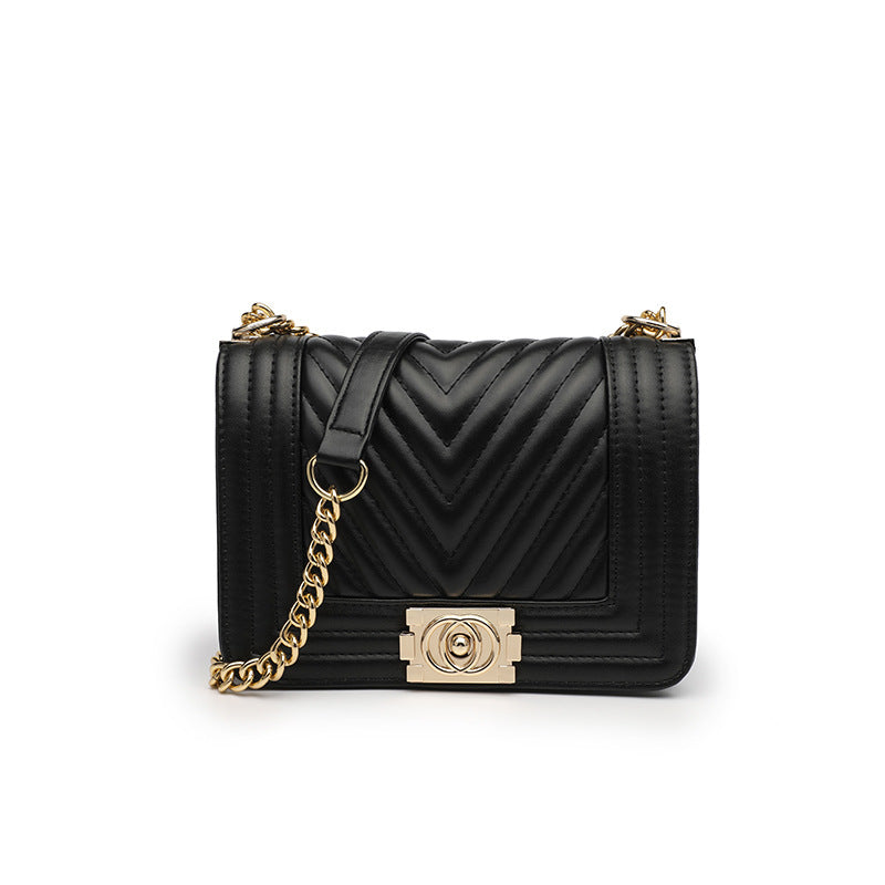 Car Stitching Chain Bag Female New Female Bag Fashion Striped Small Square Bag Wild Simple Single Shoulder Messenger Bag