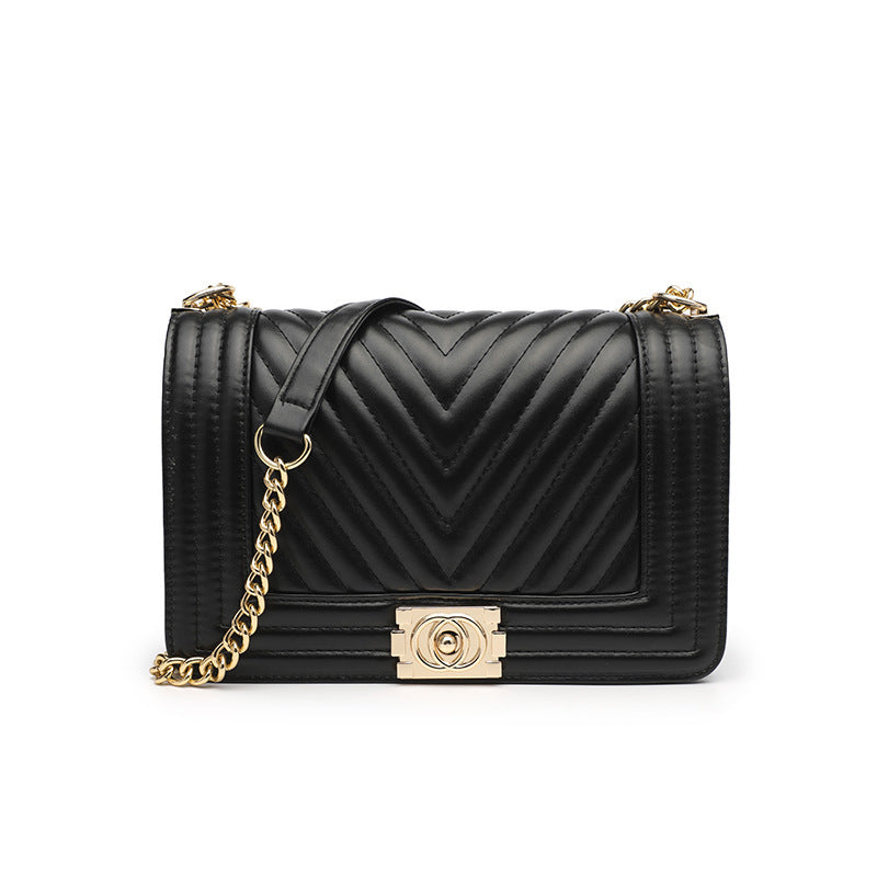 Car Stitching Chain Bag Female New Female Bag Fashion Striped Small Square Bag Wild Simple Single Shoulder Messenger Bag