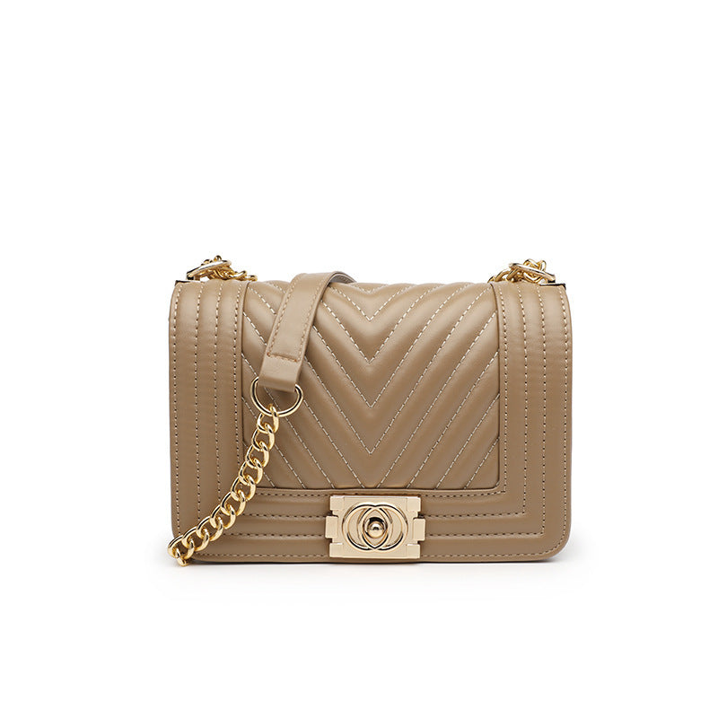 Car Stitching Chain Bag Female New Female Bag Fashion Striped Small Square Bag Wild Simple Single Shoulder Messenger Bag