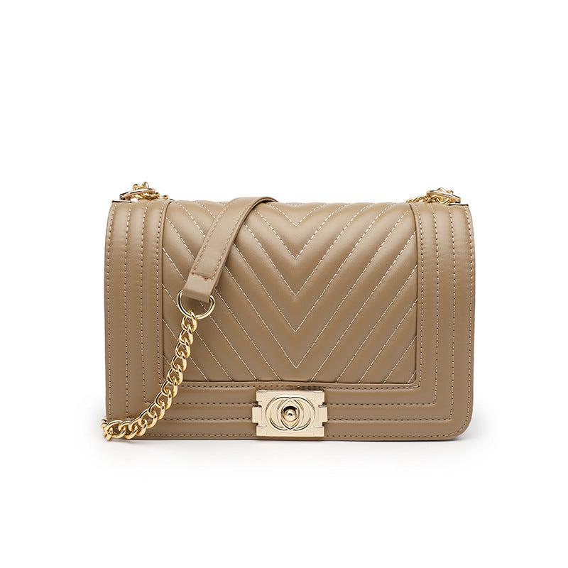Car Stitching Chain Bag Female New Female Bag Fashion Striped Small Square Bag Wild Simple Single Shoulder Messenger Bag