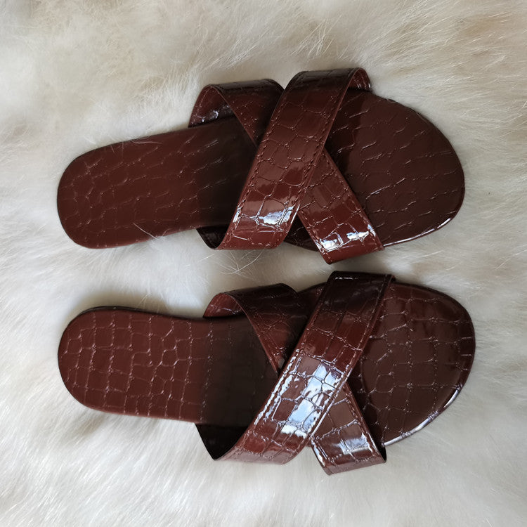 Large Size Round Head Crossed Flip Flops