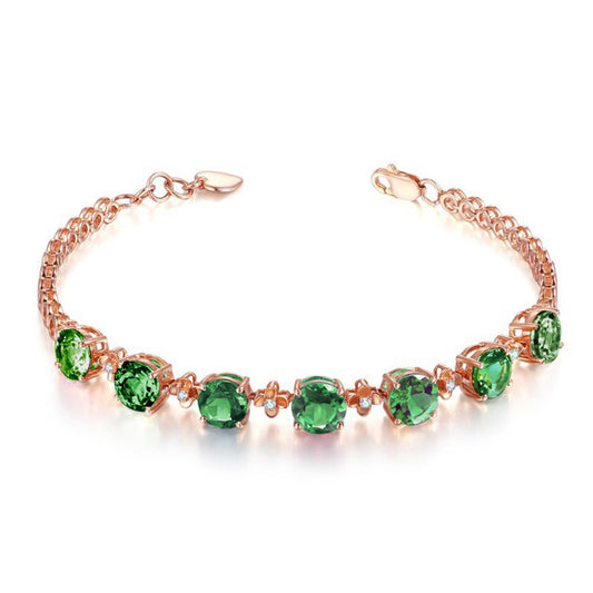 Lucky Four-leaf Clover Bracelet Emerald Green Gemstone Ring Square Crystal Four-claw Earrings Green Tourmaline Gemstone Pendant