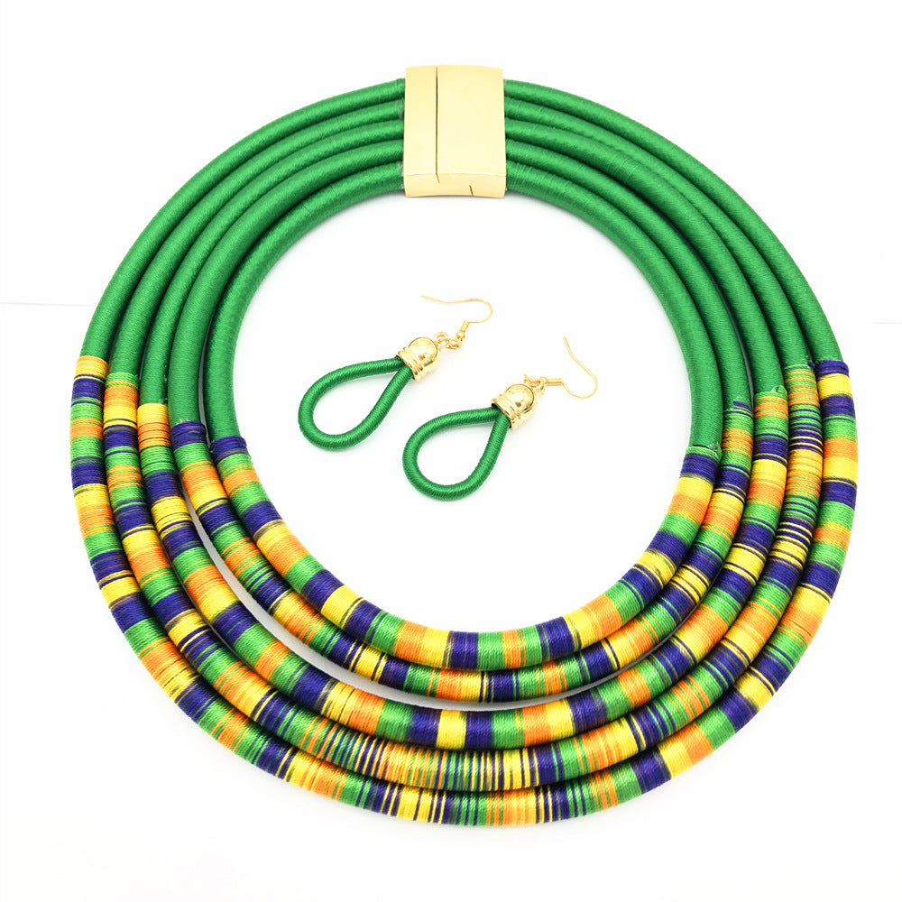 African Multilayer Choker Necklaces Earrings Jewellery Sets