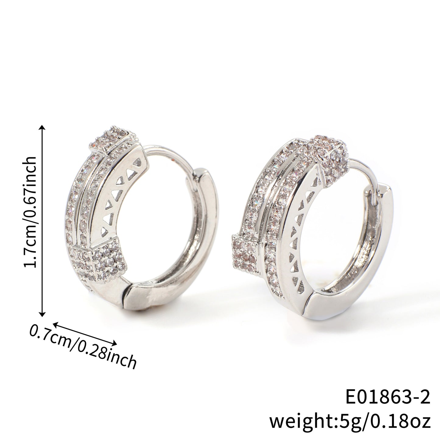 Autumn European And American Hip-Hop New Round Geometric Zircon Pendant Ear Clips